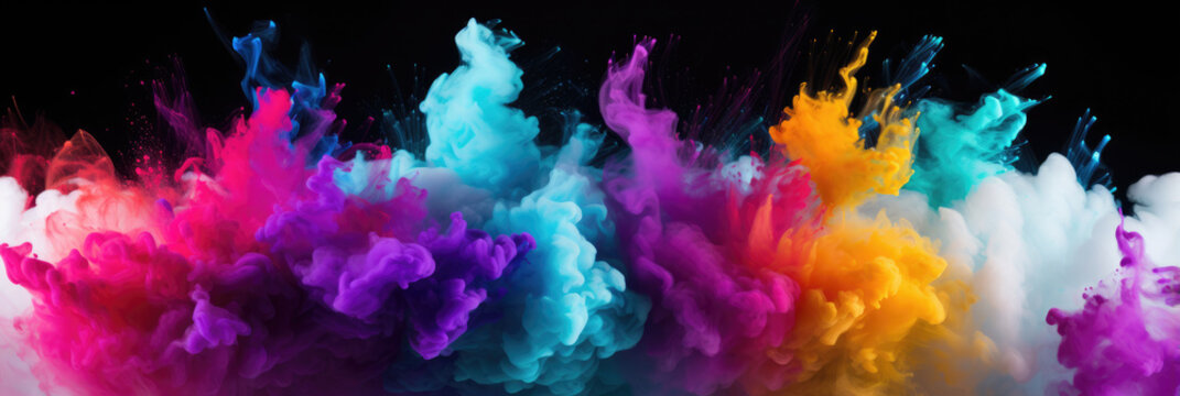 bright alco ink in water abstract background. Horizontal banner