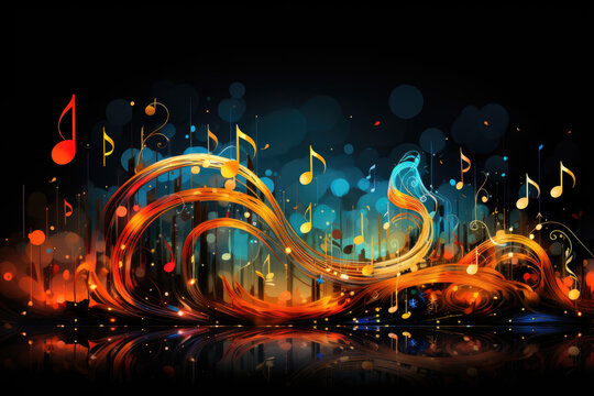 Abstract musical background made of colored notes