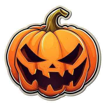Halloween Pumpkin Jack O Lanter sticker design on white background. Generative Ai