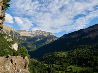 Ordesa y Monte Perdido National Park peaks and Bujaruelo Valley in Pyrenees