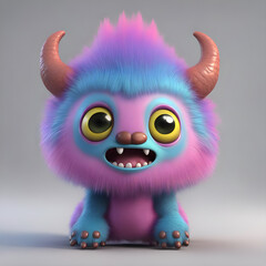 Fototapeta premium cute little monster smooth skin soft fur bright eyes