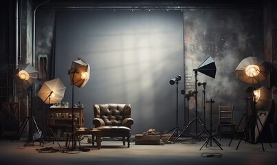 Fototapeta na wymiar studio background with beautiful lighting, Generative Ai