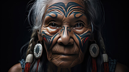 portrait of a native with a painted face