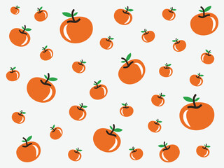 Tomato vector seamless pattern. Flat tomatoes on white background. Natural red tomato vector design for fabric, paper, wallpaper, cover, interior decor, and other use. Vegetables vector illustration