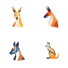 Set of kangaro logo simple vector