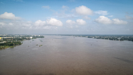 Fototapeta na wymiar The aerial view of the Mekong Delta in Southern Vietnam