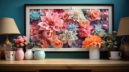 Frame mock up in Home Office  Shabby Chic Style, Mockups Design 3D, HD