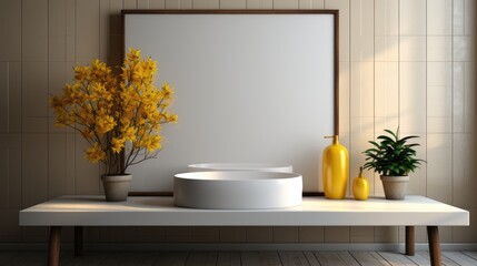 Frame mock up inBathroomContemporary Glam in Yellow, Mockups Design 3D, HD