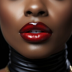 Obraz premium Close-up of a woman's lips, Ai generated