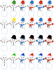 3段の色々な雪だるま