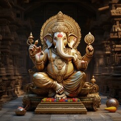Happy Ganesha Chaturthi day, cute 3D Ganesha figurine