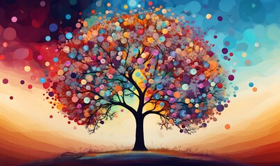 tree background filled with beautiful colors - obrazy, fototapety, plakaty