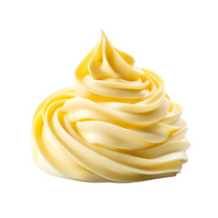 Yellow whipped cream Isolated on Transparent Background