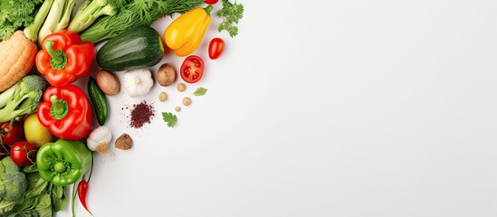 Copy space with fresh raw vegetables for clean eating diet and healthy organic food