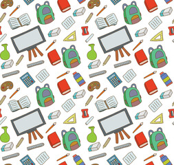 Back to school pattern hand drawn vector illustration tools for school