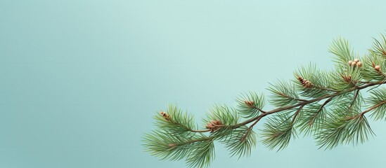 Isolated pine branch on a isolated pastel background Copy space