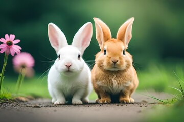 white rabbit on green grass