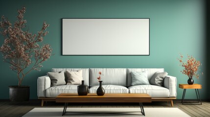 Frame mock up inLiving RoomTraditional Style in Cool  , Mockups Design 3D, HD