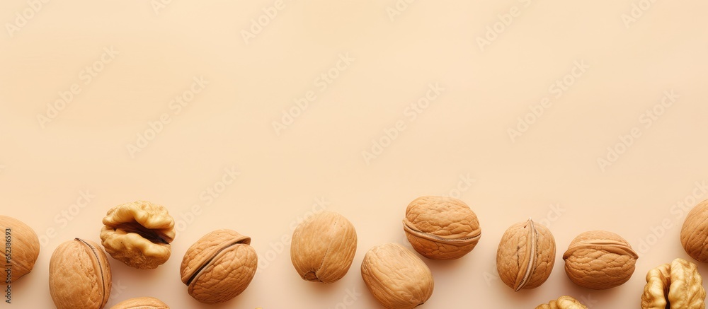 Poster Copy space with isolated walnuts