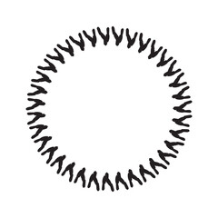 Scandi wreath in quirky vector style isolated on white background. Decorative frames for playful antique graphics. Monochrome ornate quirky illustration. 