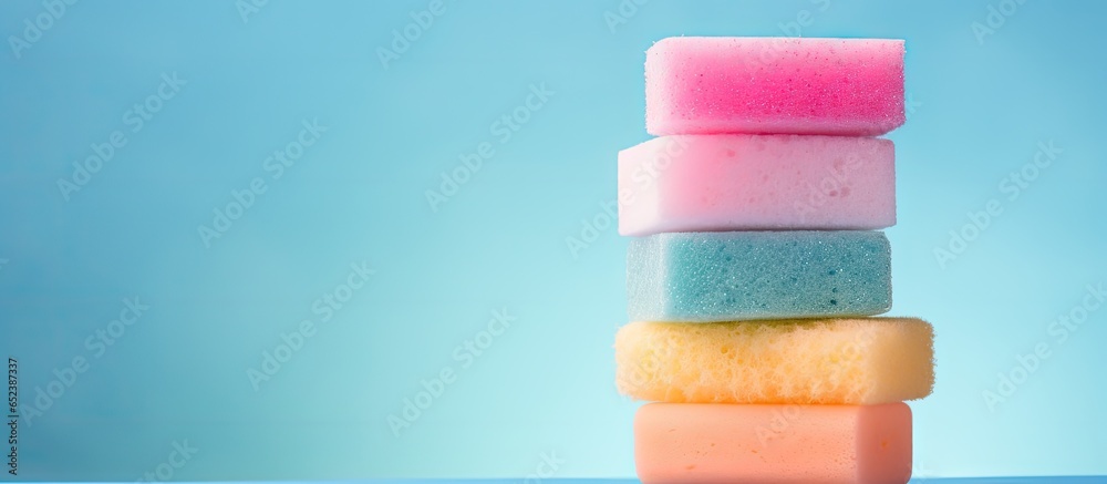 Aufkleber colored sponges in an image isolated pastel background copy space