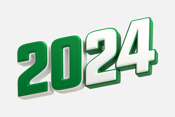 3d rendering Happy new year 2024 gold 3d text effect banner design template
