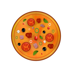 Pizza isolated on the white background. Ready to apply to your design. Vector illustration.