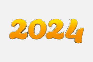 3d rendering Happy new year 2024 gold 3d text effect banner design template
