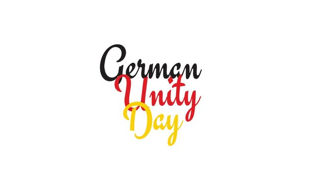 German Unity day (Tag der Deutschen Einheit). October 3rd. Handwriting animated text with alpha channel. Bringing festivity to Life with Engaging visuals for celebrations, and events.