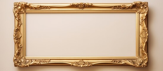Golden vintage frame isolated on a isolated pastel background Copy space