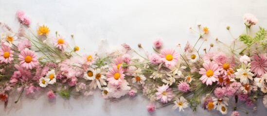 elements in a garden isolated pastel background Copy space
