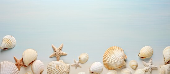 Copy space with isolated sea shells