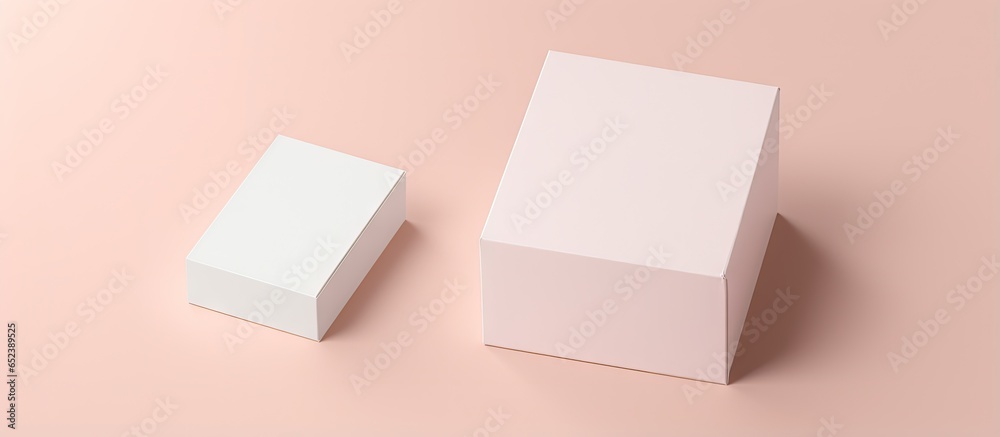 Poster a locked white rectangular box template on a isolated pastel background copy space for design