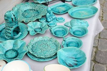 a set of new plates and dishes, luxurious porcelain tableware