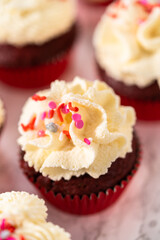Red Velvet Cupcakes with White Chocolate Ganache Frosting
