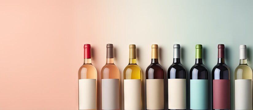 Wine bottles on a isolated pastel background Copy space with no other objects