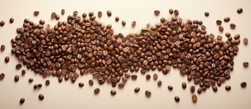 Map of coffee beans on isolated pastel background Copy space