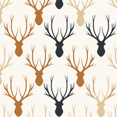 Deer antlers pattern, background, hand-drawn cartoon flat art Illustrations in minimalist vector style