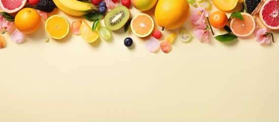 What is the fruit that represents the alphabet isolated pastel background Copy space - obrazy, fototapety, plakaty