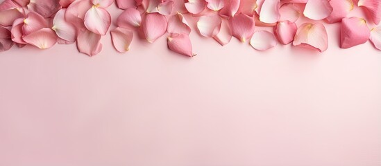 Petals of roses that are not fresh isolated pastel background Copy space
