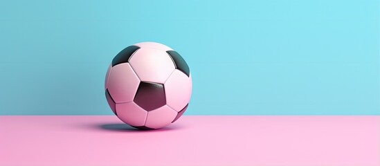 Three dimensional soccer ball isolated pastel background Copy space