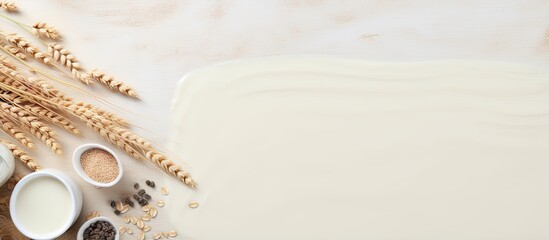 dairy items isolated pastel background Copy space