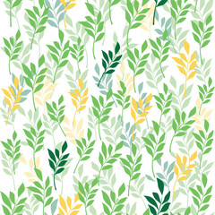 Flourish nature summer garden textured background. Floral seamless pattern. Branch with leaves