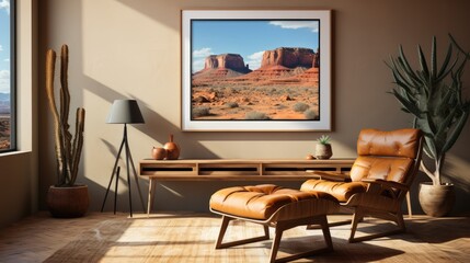 Mock up poster frame in Home Office  Southwestern Sty , Mockups Design 3D, HD