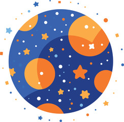 Hand Drawn Planets or stars in space in flat style