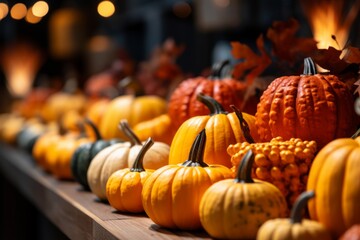 Season autumn fall harvest time tradition offer holiday many diversity fresh orange pumpkins Halloween Thanksgiving garden decor selection colorful gourds blurred background outside organic vegetables