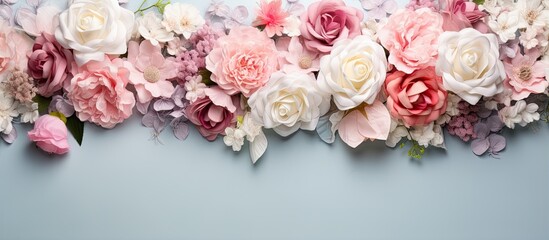 gorgeous bridal flowers isolated pastel background Copy space