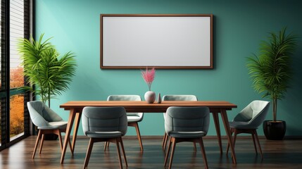 Mock up poster frame in Dining Room Mid-Century Modern, Mockups Design 3D, HD