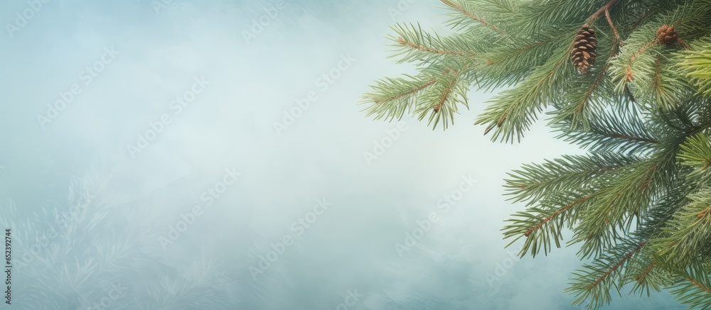 Poster a christmas tree branch in a studio photograph isolated pastel background copy space