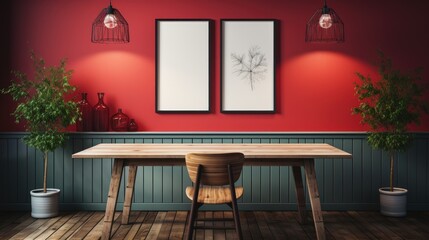 Mock up poster frame in Guest Room Modern Rustic , Mockups Design 3D, HD